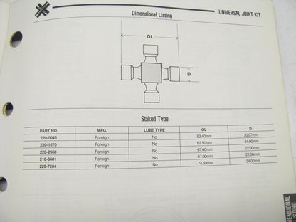 GMB C190 Universal Joint Catalog For Domestic & Import - Weatherly # 090, 96 PGS