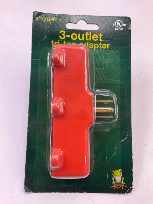 Go Green GG-03418OR 3 Outlet Tri-Tap Rubber Electric Outlet Adapter