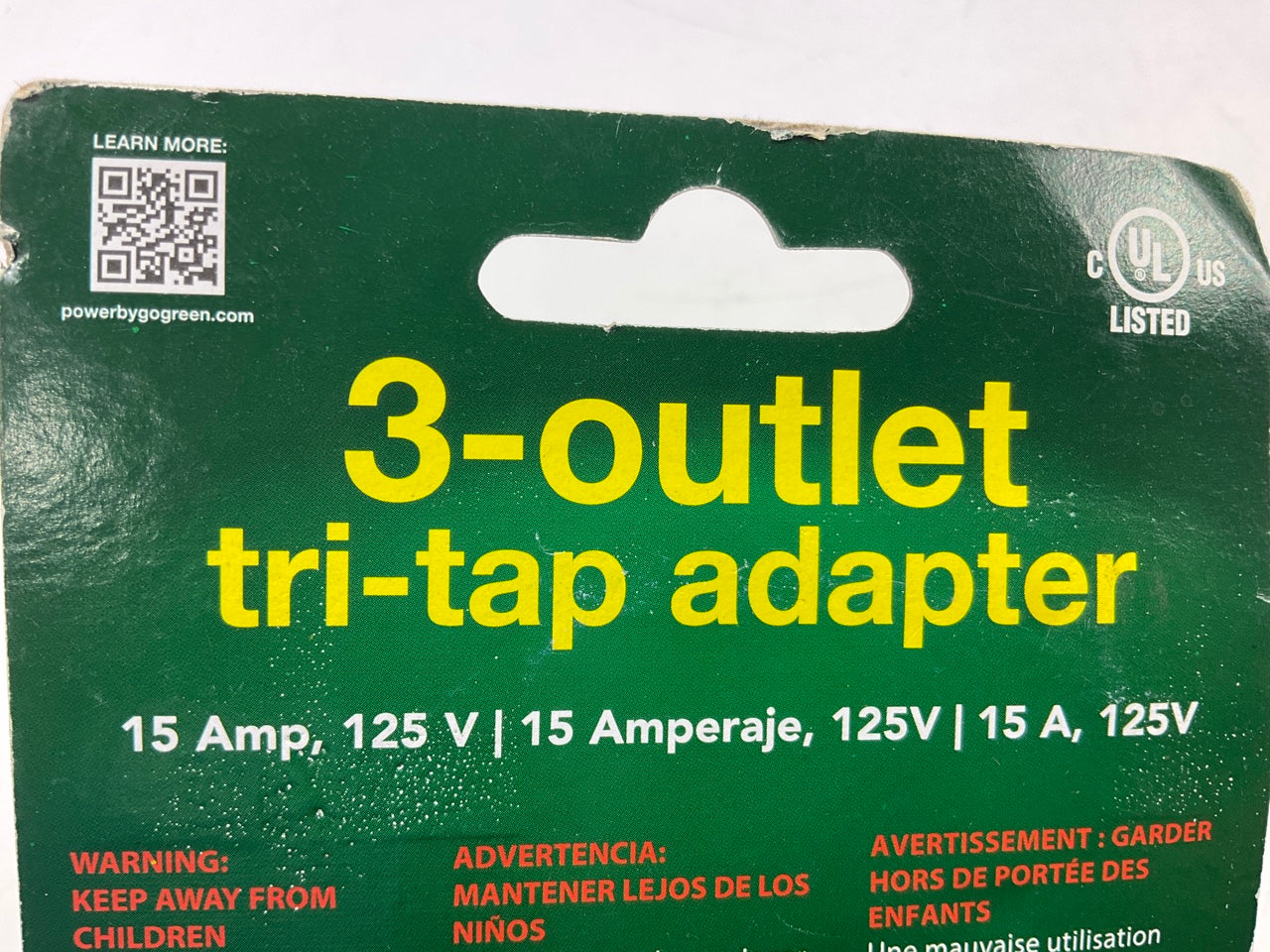 Go Green GG-03418OR 3 Outlet Tri-Tap Rubber Electric Outlet Adapter