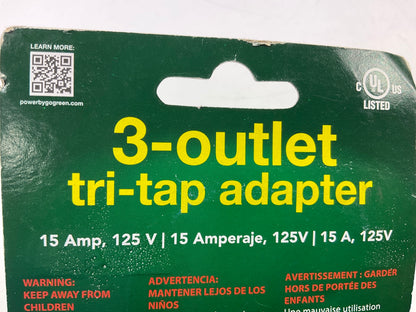Go Green GG-03418OR 3 Outlet Tri-Tap Rubber Electric Outlet Adapter