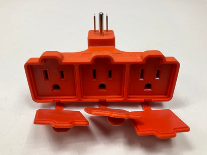 (5) Go Green GG-03431OR Power 3-Outlet Tri-Tap Adapter With Covers, Orange