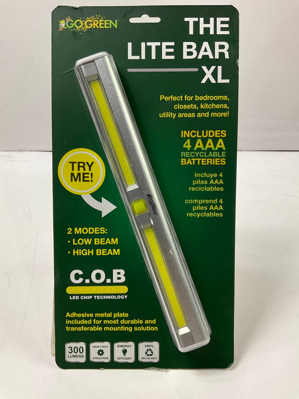 Go Green GG-113-LBAR Universal Cabinet Lite Light Bar, COB LED, Battery Powered