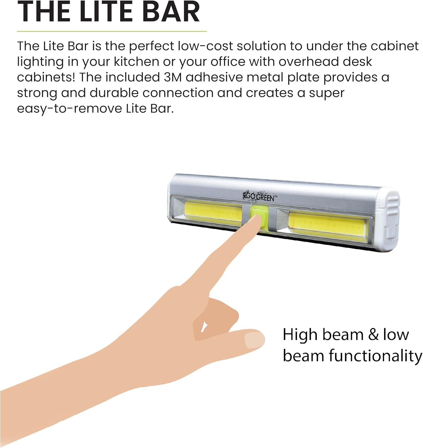 Go Green GG-113-LBAR Universal Cabinet Lite Light Bar, COB LED, Battery Powered