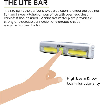 Go Green GG-113-LBAR Universal Cabinet Lite Light Bar, COB LED, Battery Powered