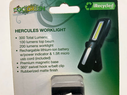 (2) Go Green HERCULES COB LED Worklight Flashlight 200 Lumens, USB Rechargeable