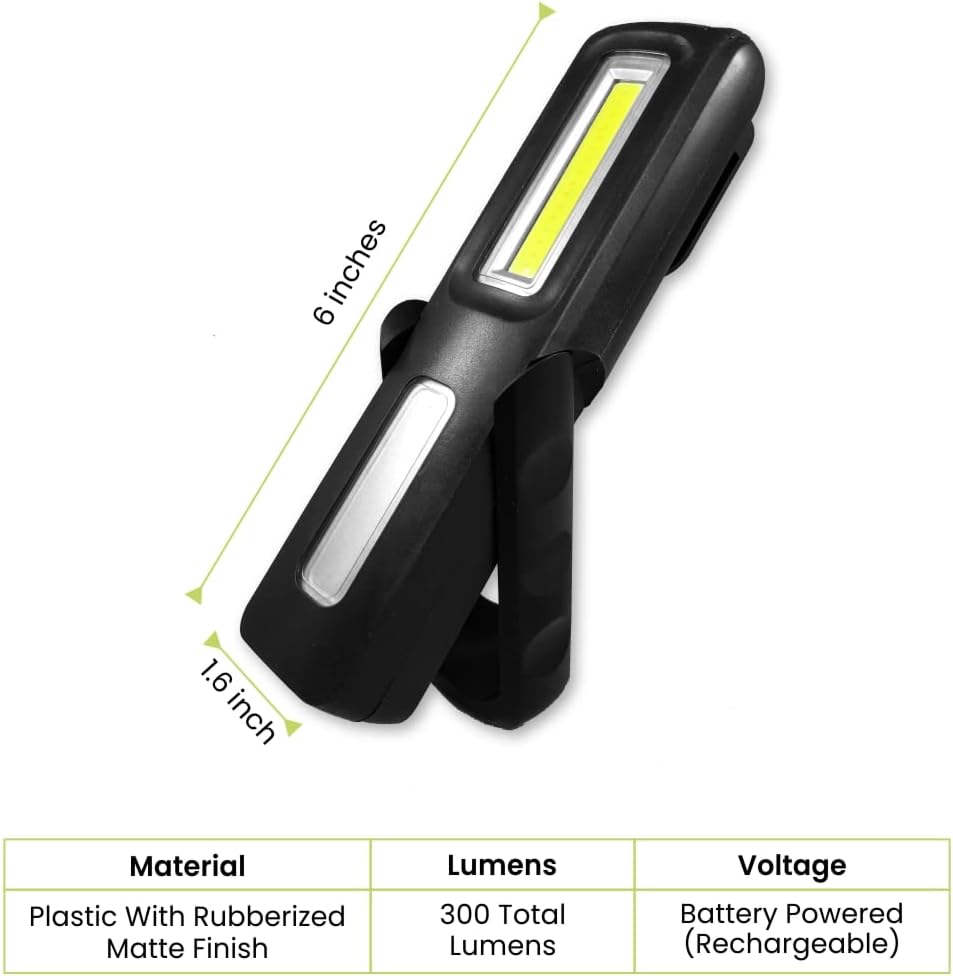 Go Green HERCULES COB LED Worklight Flashlight 200 Lumens, USB Rechargeable