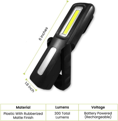 Go Green HERCULES COB LED Worklight Flashlight 200 Lumens, USB Rechargeable