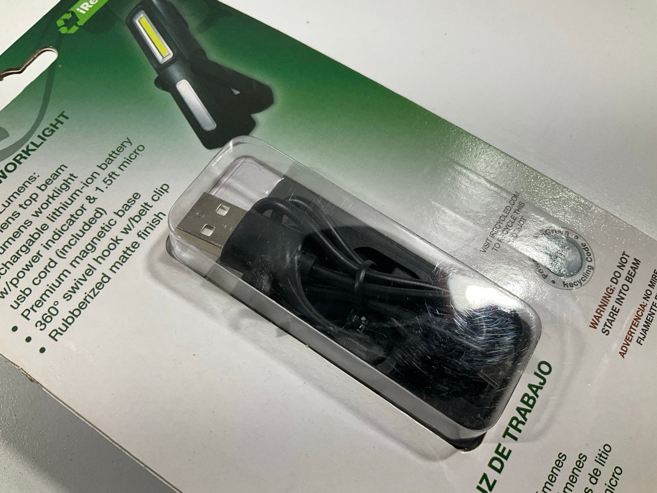 Go Green HERCULES COB LED Worklight Flashlight 200 Lumens, USB Rechargeable