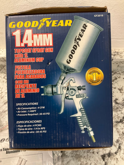 Goodyear GY2010 1.4mm HVLP Topcoat Paint Spray Gun With 1L Aluminum Paint Cup