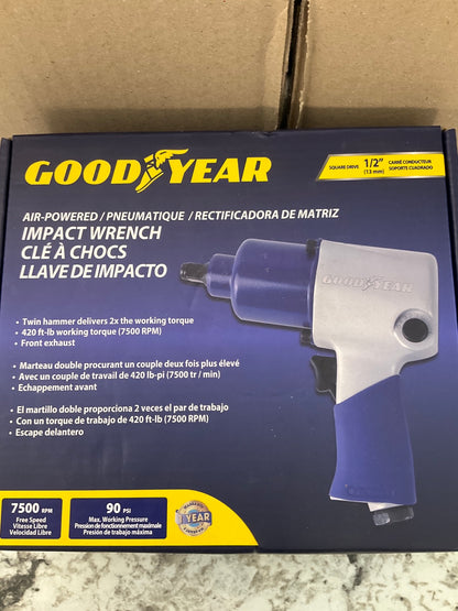 Goodyear GY3425 1/2'' Air Powered Impact Wrench, 420 Ft-lb Working Torque