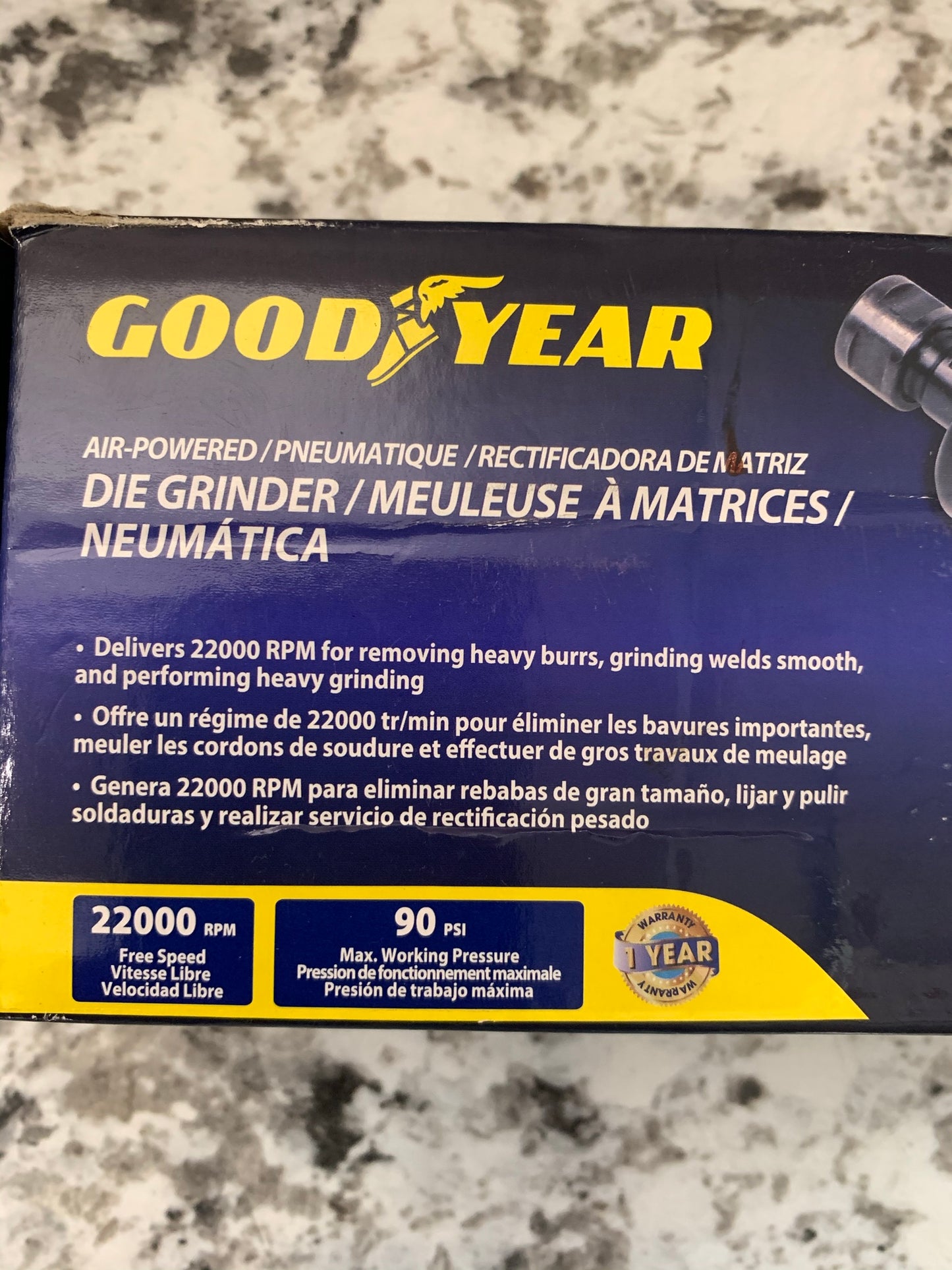 Goodyear GY3427 Air Die Grinder 1/4'', 22,000 RPM Free Speed, 90 PSI