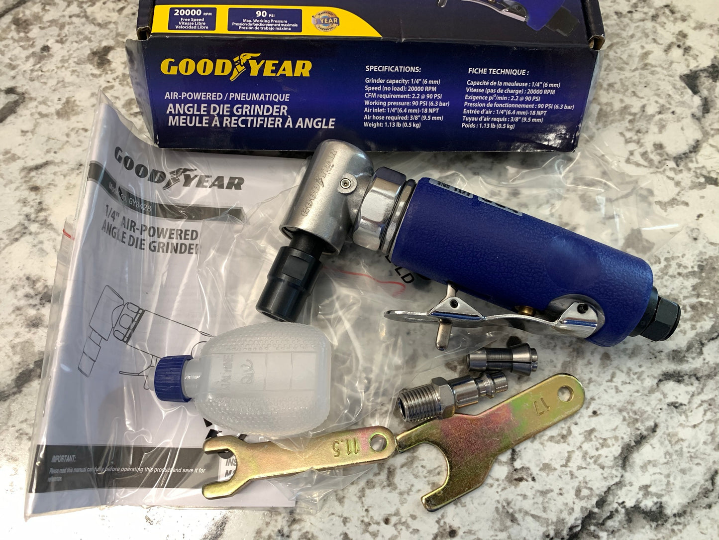 Goodyear GY3428 1/4'' Air Angle Die Grinder