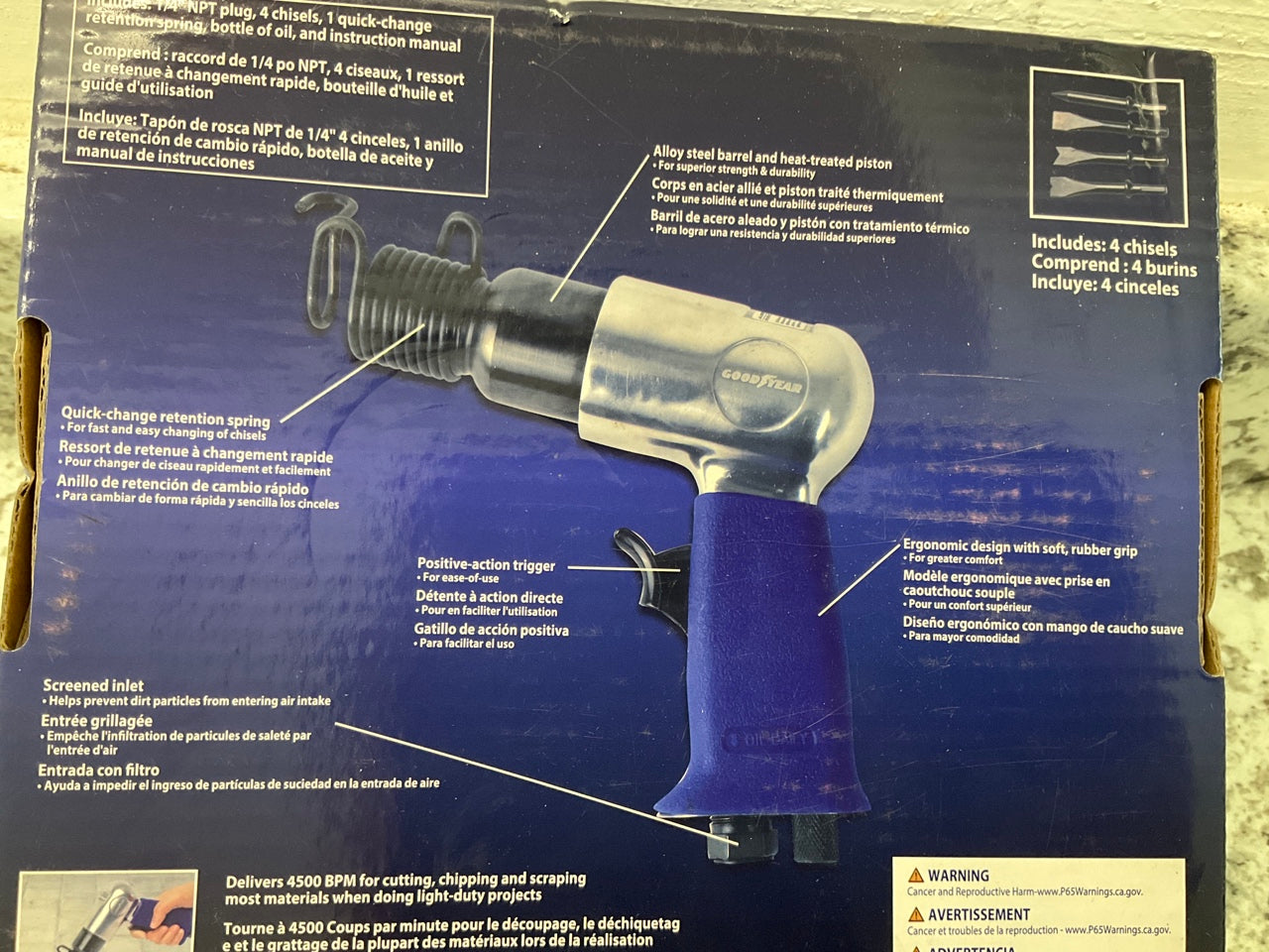 Goodyear GY3429 Air Powered Hammer Chisel 0.401'', 90 PSI, 4500 BPM