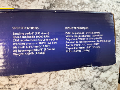 Goodyear GY3432 Air Powered Dual Action 6'' Air Sander 1/4''-18 NPT 4.5CFM 90 PSI