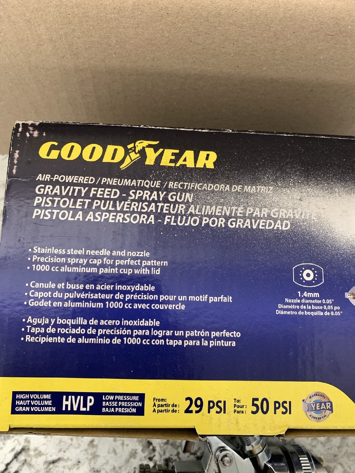 Goodyear GY3433 Gravity Feed HVLP Air Spray Gun Kit, 29-50 PSI