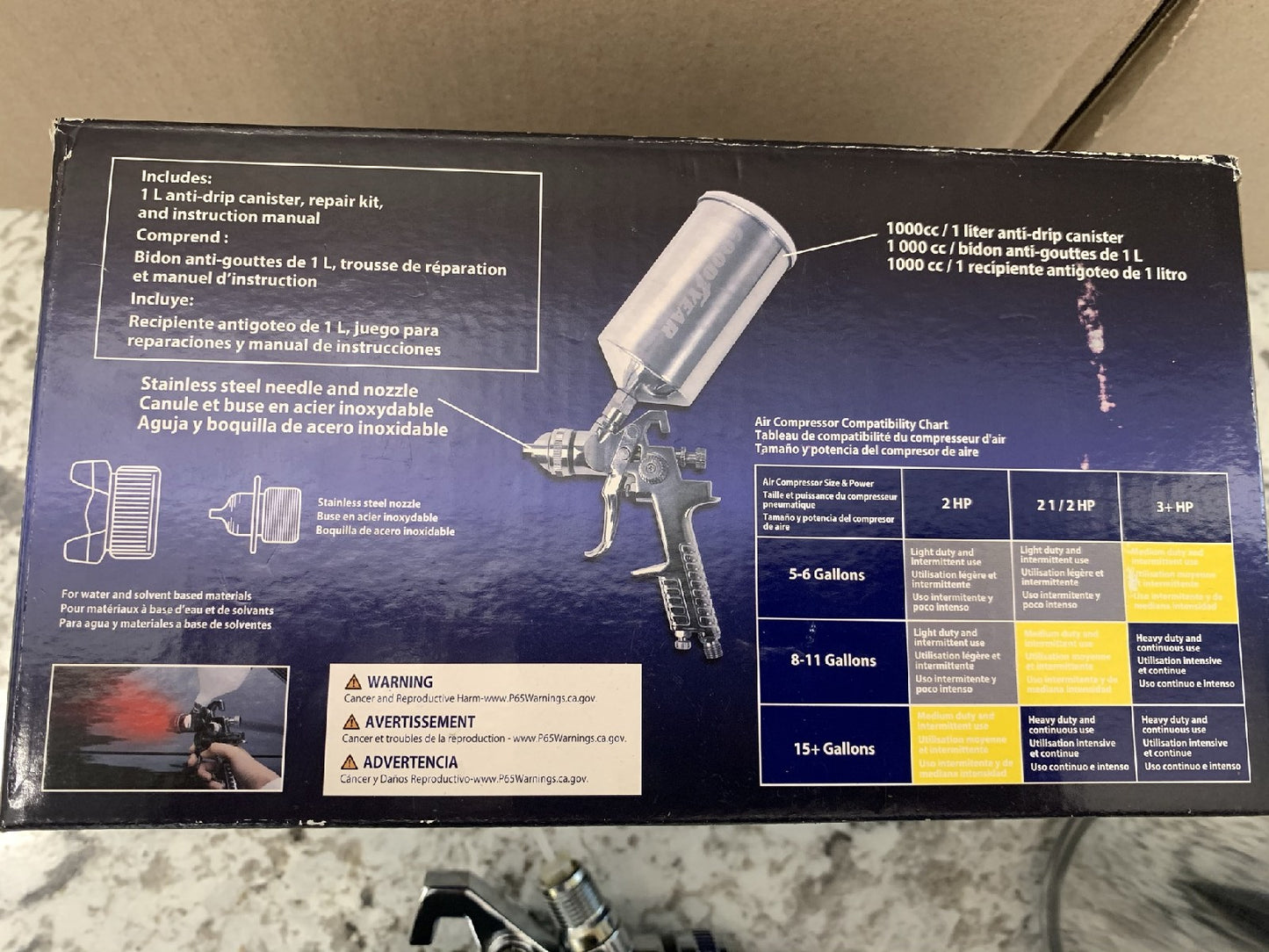 Goodyear GY3433 Gravity Feed HVLP Air Spray Gun Kit, 29-50 PSI