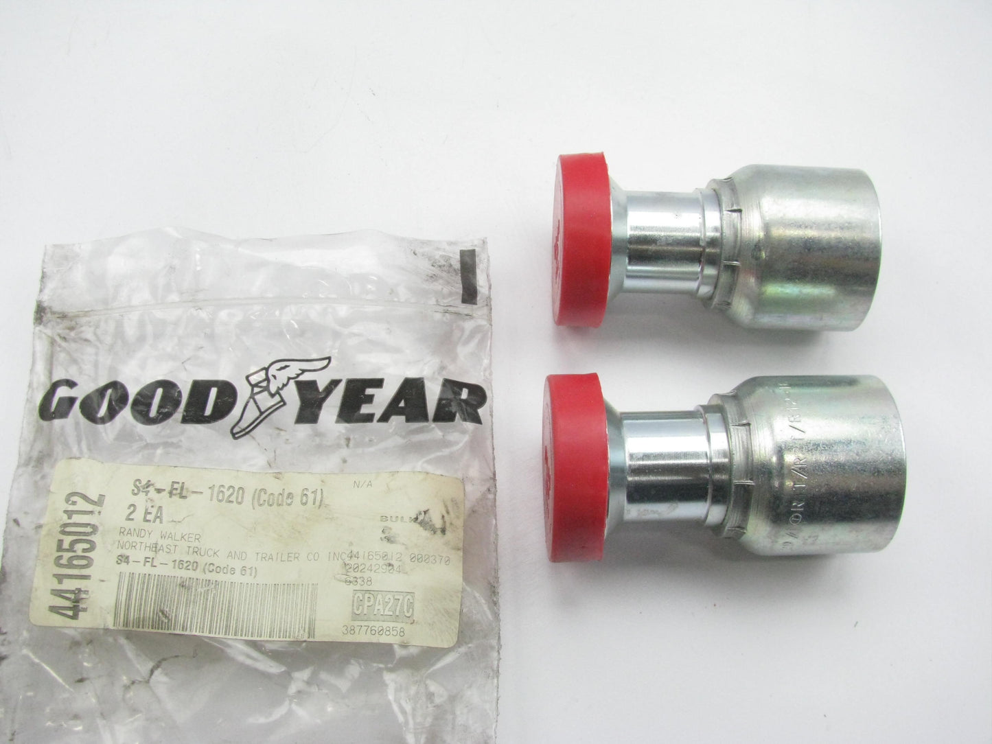 (2) Goodyear S4-FL-1620 61 Flange Straight Hydraulic Fitting 1'' Hose -20 Male