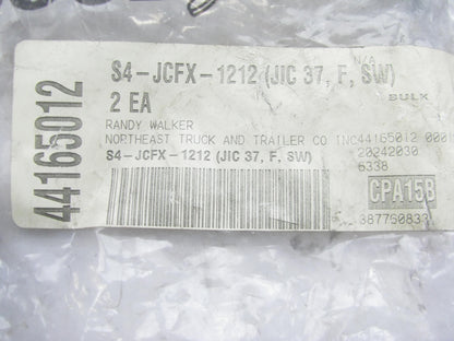 (2) Goodyear S4-JCFX-1212 Straight JIC Hydraulic Fitting 3/4'' Hose -12 Female