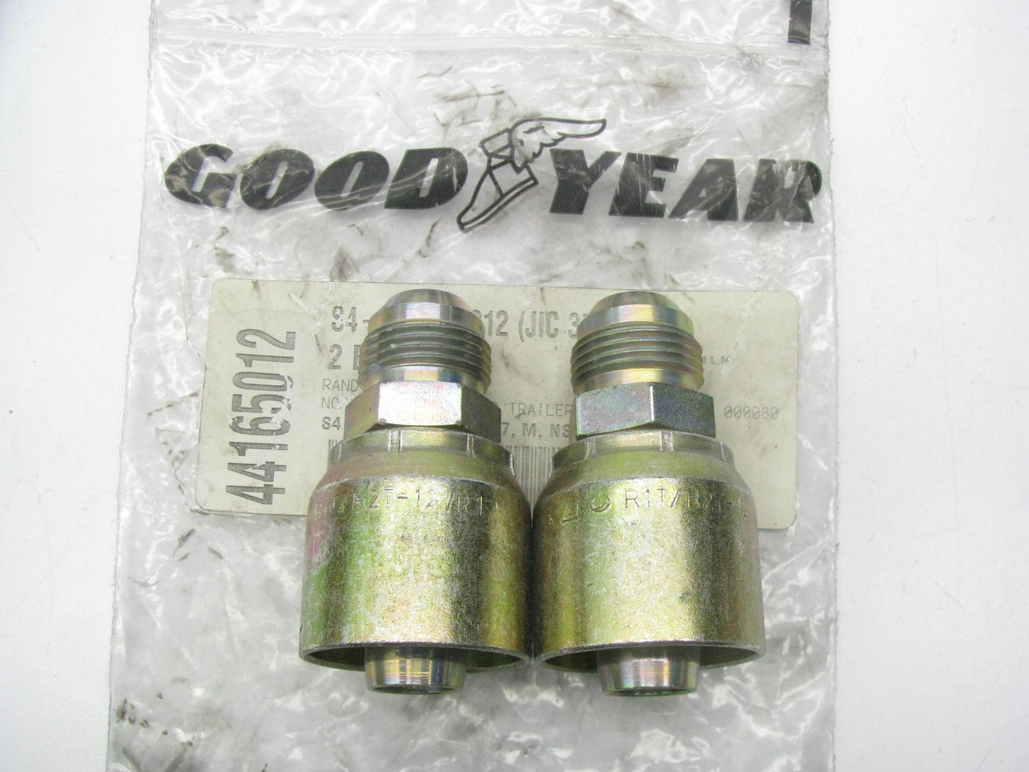 (2) Goodyear S4-JCM-1212 JIC Male Straight Hydraulic Fittings 3/4'' To -12 Male