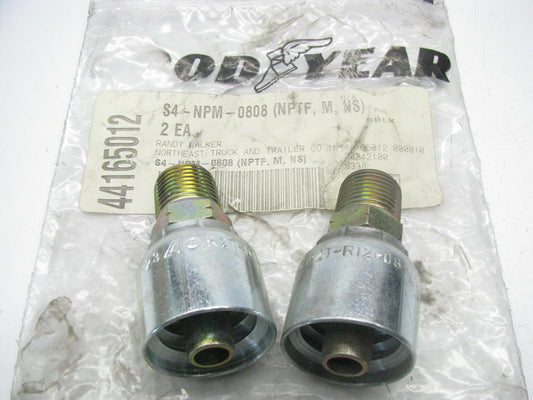 (2) Goodyear S4-NPM-0808 Hydraulic Fitting - 1/2'' Hose X 1/2'' NPT Male Straight