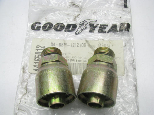 (2) Goodyear S4-OBM-1212 Hydraulic Fittings 3/4'' Hose X 3/4'' ORB Male Straight