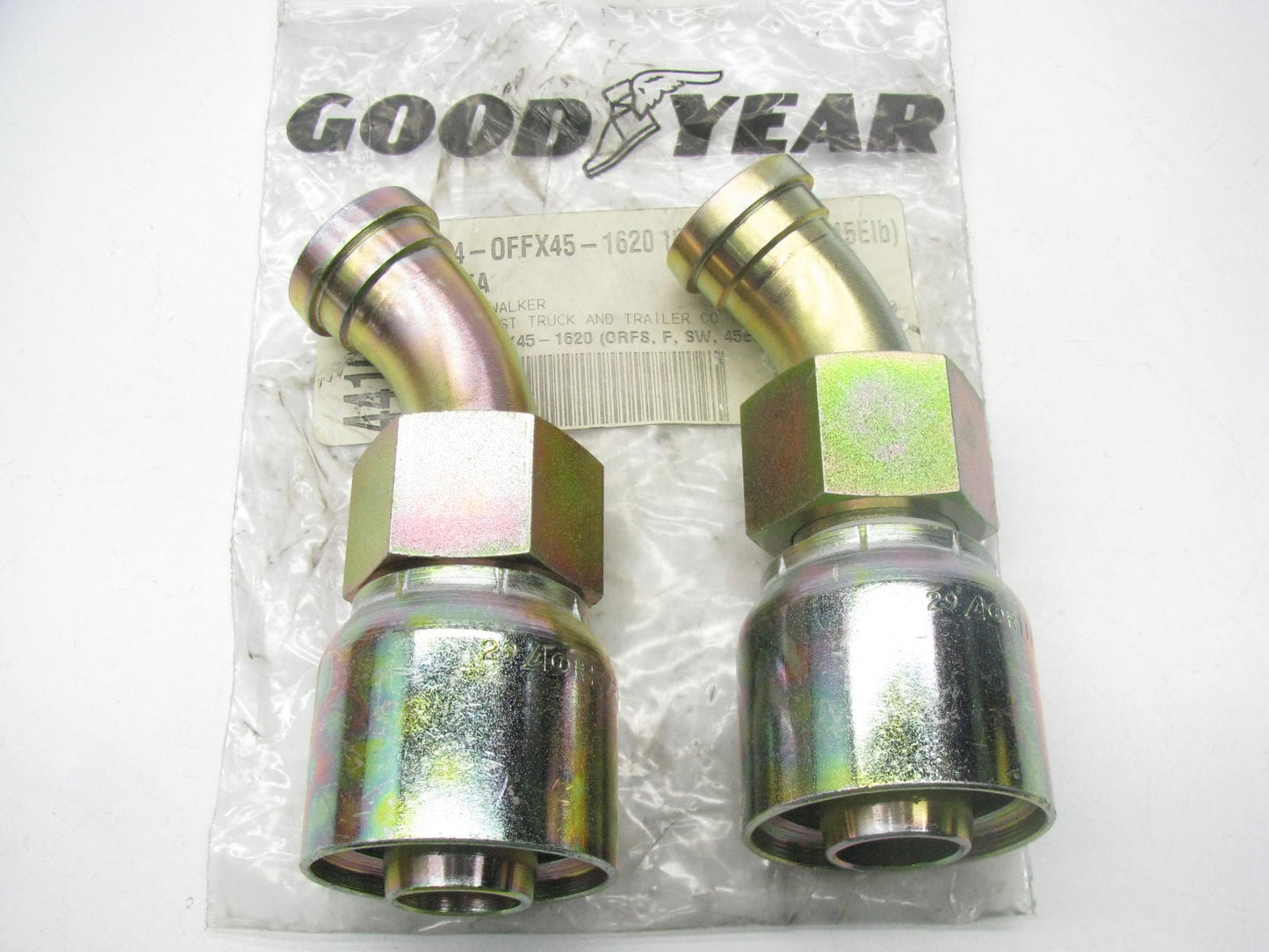 (2) Goodyear S4-OFFX45-1620 Hydraulic Fittings 1'' Hose X 1-1/4'' Female 45 Degree