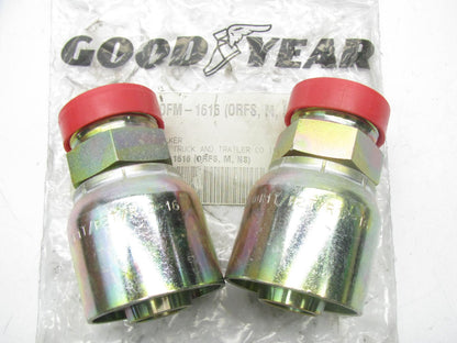 (2) Goodyear S4-OFM-1616 Hydraulic Fitting - 1'' Hose X 1'' ORFS Male Straight