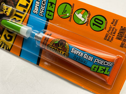 Gorilla 109804 Super Glue Precise Gel Fast Setting,  Anti-Clog Cap, 15g Clear
