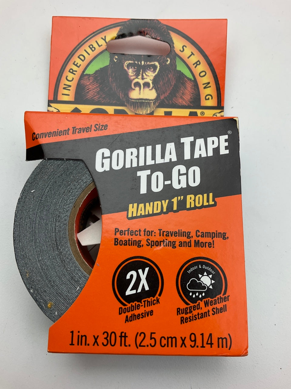 Gorilla 1899 Tape Mini Duct Tape, To-Go, 1'' X 10 Yd (30 Feet) Travel Size, Black