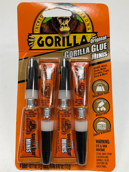 Gorilla 3790 Original Glue Minis, 3G Tubes - Pack Of 4