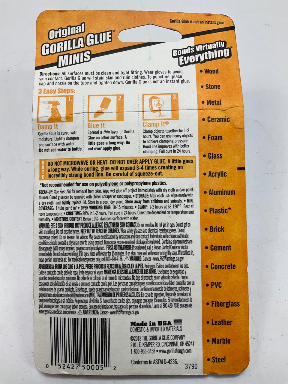 Gorilla 3790 Original Glue Minis, 3G Tubes - Pack Of 4
