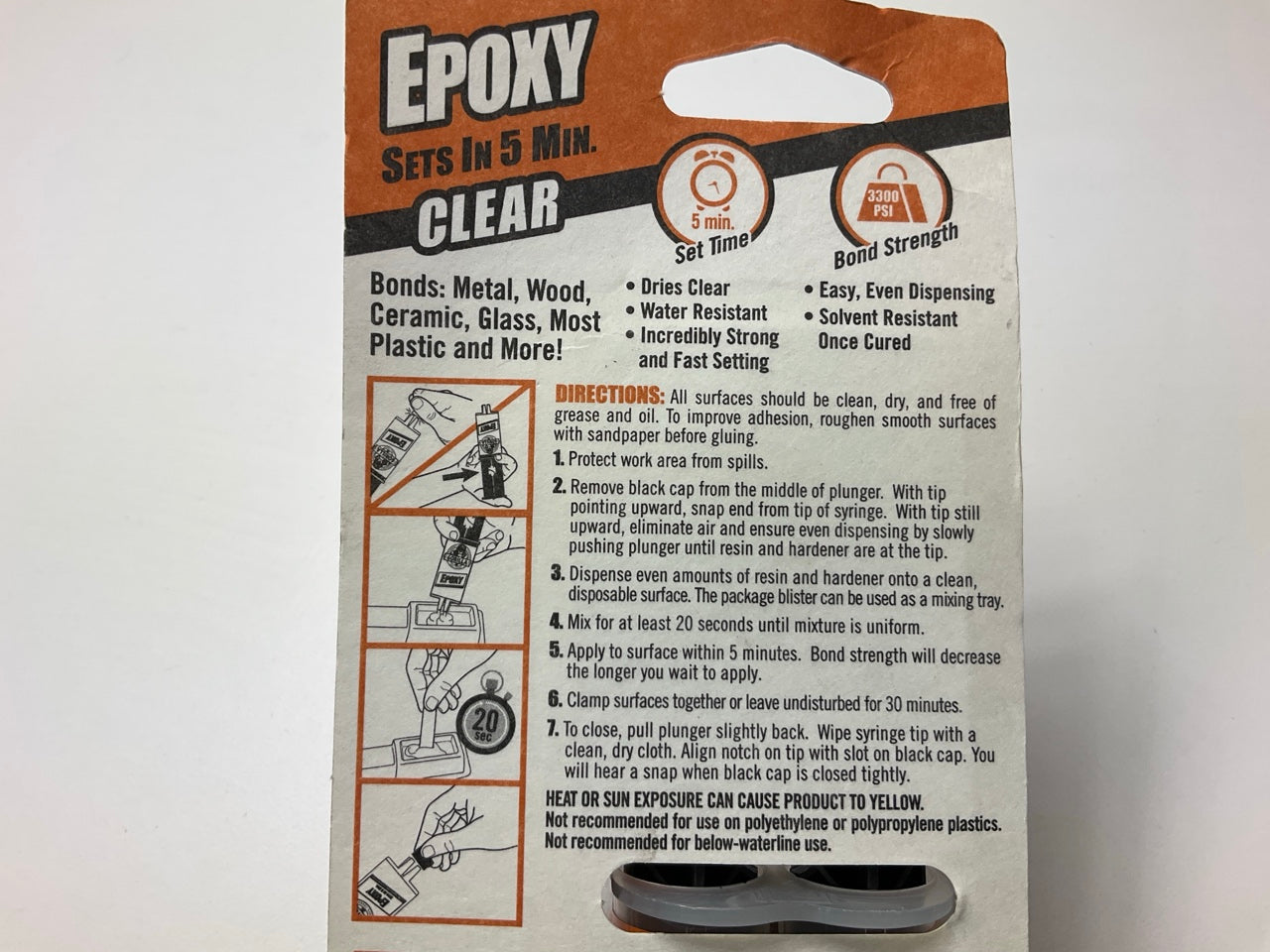 (2) NEW Gorilla 42001 Epoxy Adhesive Clear Glue .85 Oz - 5 Minute Set