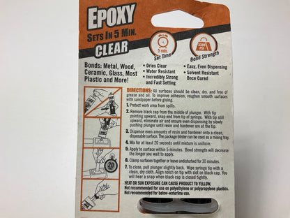 (2) NEW Gorilla 42001 Epoxy Adhesive Clear Glue .85 Oz - 5 Minute Set