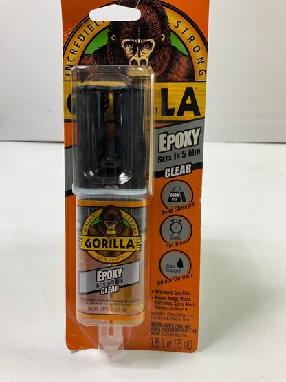 NEW Gorilla 42001 Epoxy Adhesive Clear Glue .85 Oz - 5 Minute Set