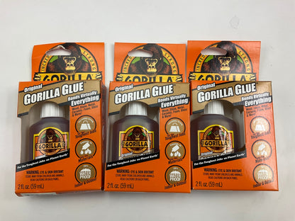 (3) PACK - Original Gorilla 50002 Glue 2oz All-Purpose Adhesive Brown Glue