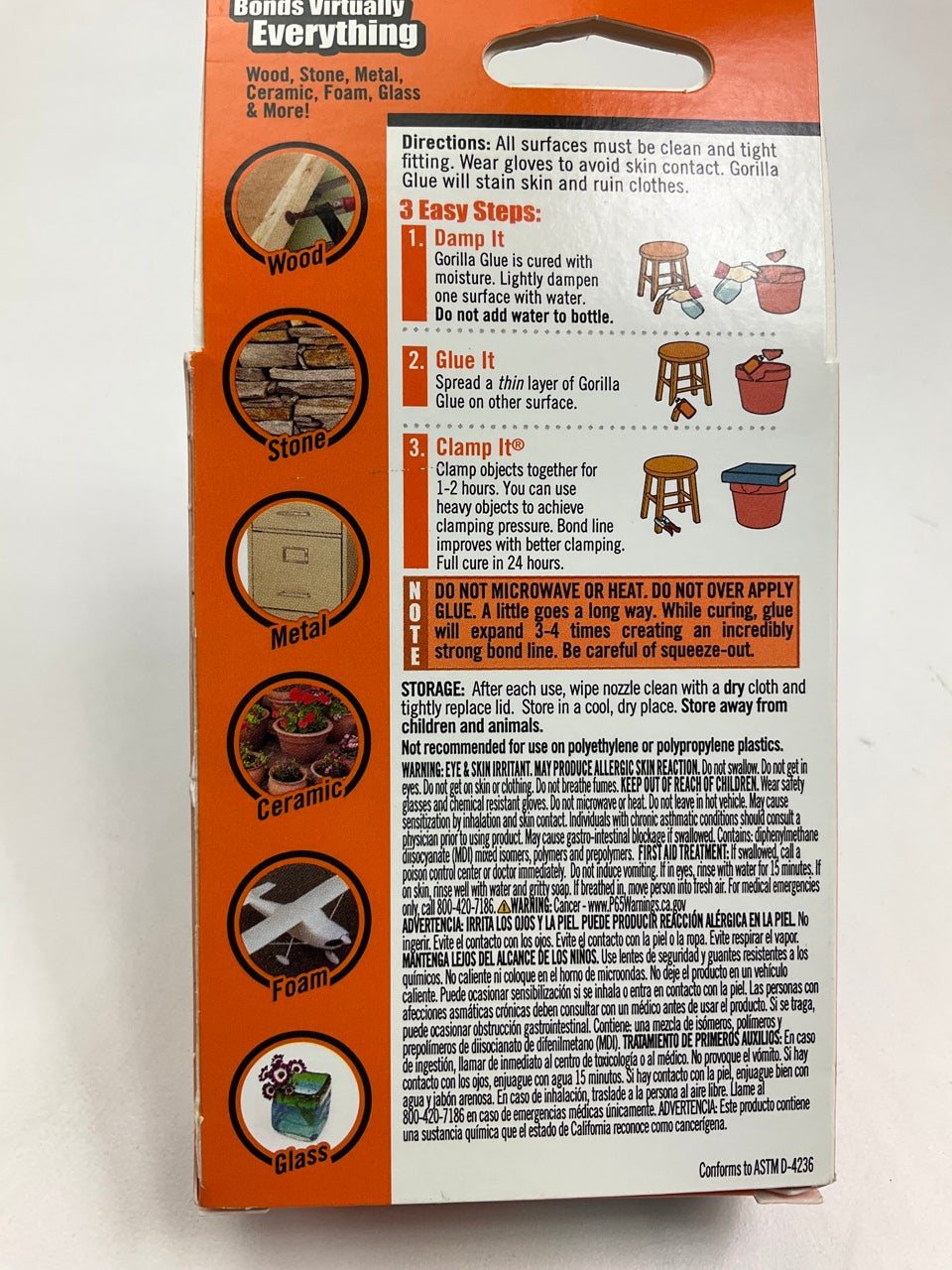 (3) PACK - Original Gorilla 50002 Glue 2oz All-Purpose Adhesive Brown Glue