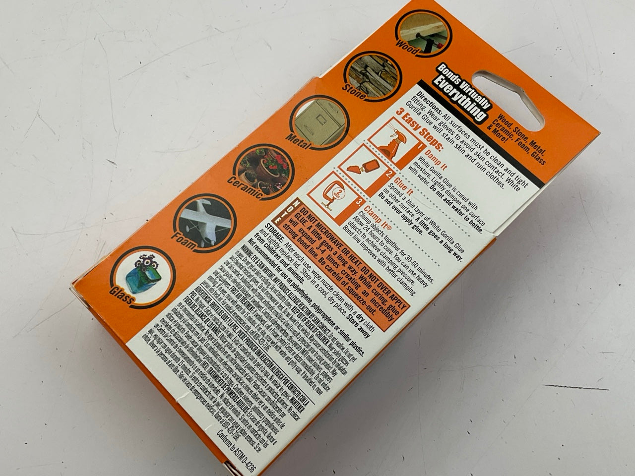 Gorilla Glue White Original Strong Bonds Wood Stone Metal Glass Waterproof, 2 Oz