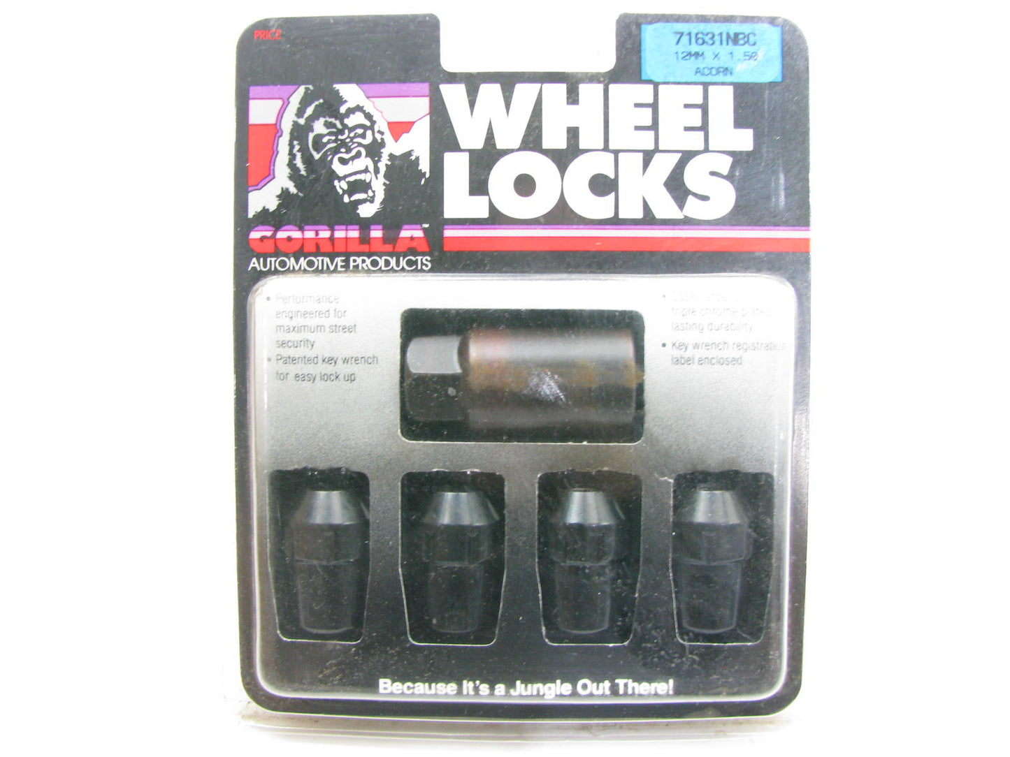 Gorilla 71631NBC Wheel Locks, Black, 12mm X 1.50 Thread, Bulge Acorn, 12x1.5