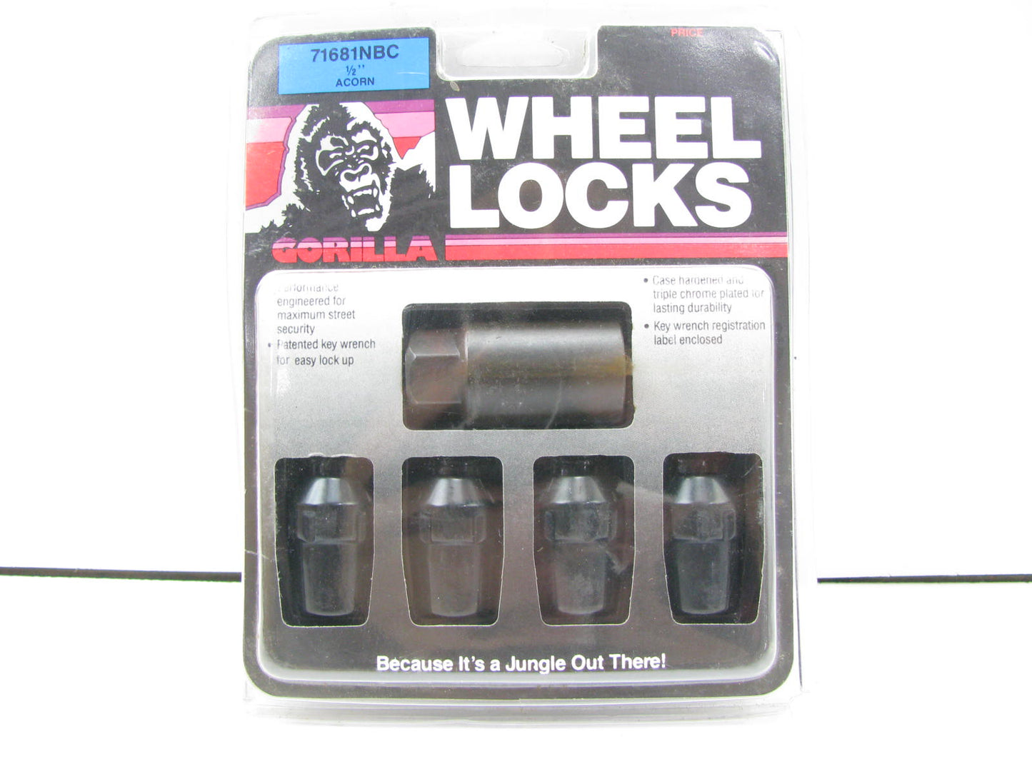 Gorilla 71681NBC Wheel Locks Lug Nuts Black 1/2-20 RH Thread Bulge Acorn 1/2''