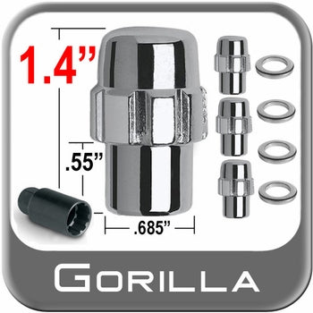 Gorilla 73671SM 7/16'' X 20 Wheel Locks Set, Mag Seat Right Hand Thread, Chrome