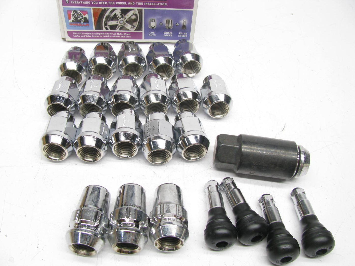 Gorilla 91943HT   Lug Nut Set 16 M14x1.5 Lug Nuts, 4 Wheel Locks,  4 Valve Stems