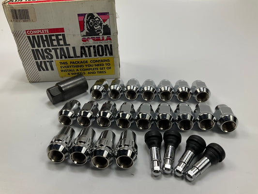 Gorilla 91943HT Wheel Lug Nut Kit M14x1.5 Lug Nuts, 4 Wheel Locks, 4 Valve Stems