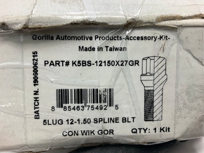 Gorilla K5BS-12150X27GR Spline Lug Bolts 12mm X 1.50 Thread, Set Of 20 W/ Socket