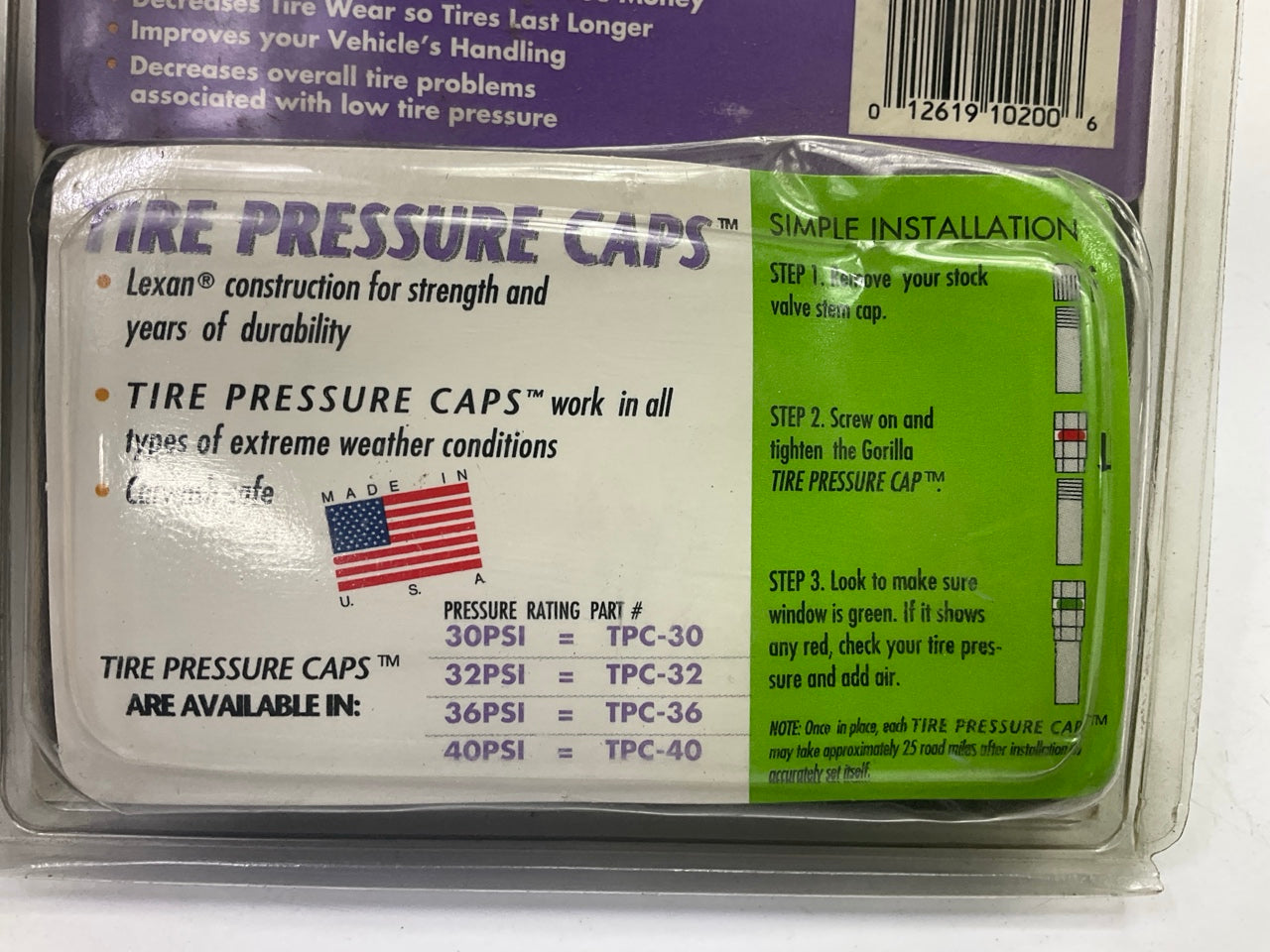 Gorilla TPC-32 Tire Pressure Caps - 32 PSI