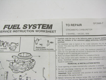 Gp Sorensen 96-106A Carburetor Rebuild Repair Kit - Stromberg WW 2-BBL