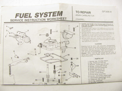 Gp Sorensen 96-280B Carburetor Rebuild Kit 70-79 Toyota Corolla 1.2L Aisan 2-BBL