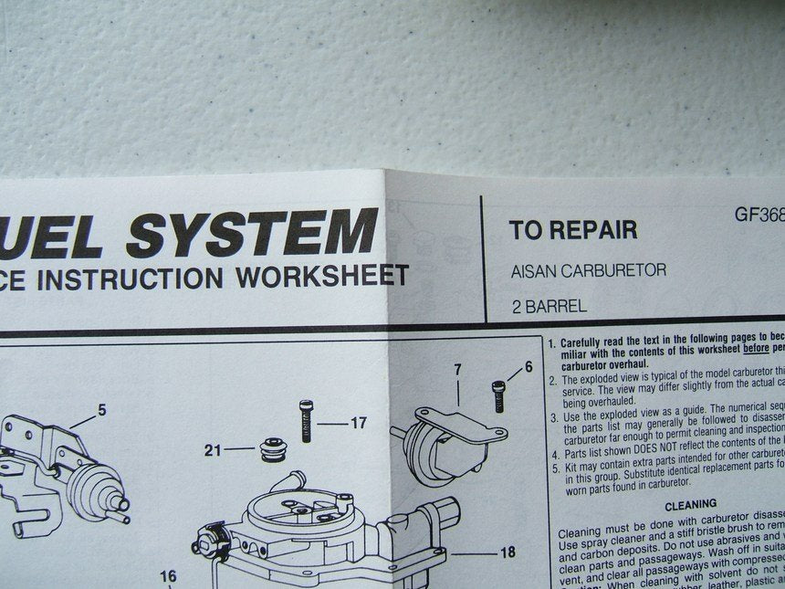 Gp Sorensen 96-313 Carburetor Rebuild Kit - 1971-73 Toyota Carina, 71-74 Corolla