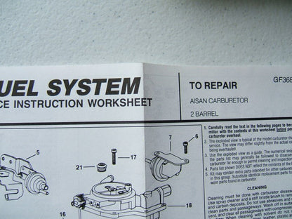 Gp Sorensen 96-313 Carburetor Rebuild Kit - 1971-73 Toyota Carina, 71-74 Corolla