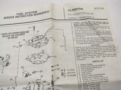Gp Sorensen 96-362A Carburetor Rebuild Kit - Rochester M2MC 2-BBL