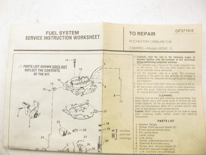 Gp Sorensen 96-363A Carburetor Rebuild Kit for 1977-1980 Rochester M2MC M2ME